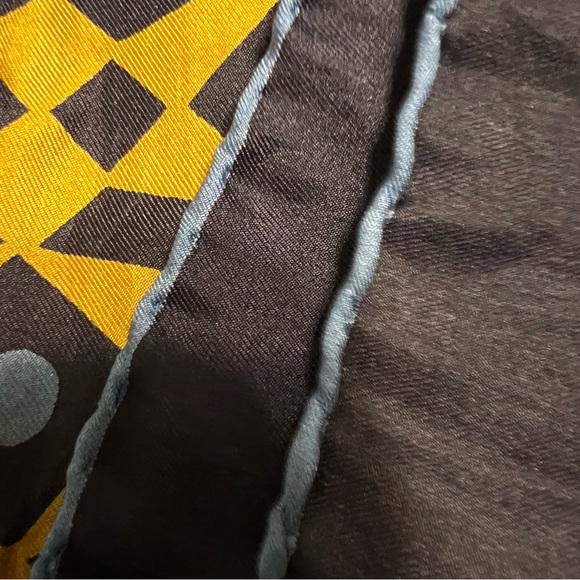 Yves Saint Laurent Vintage Geometric Blue and Yellow Patterned Scarf All Silk - Picture 4 of 7